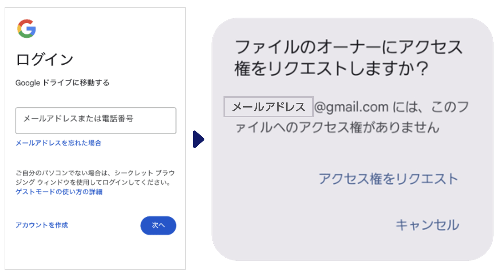 スマートフォンでの接続確認画面例